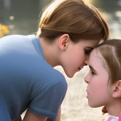 Emma Watson kissing a preteens girls in love story movie 
