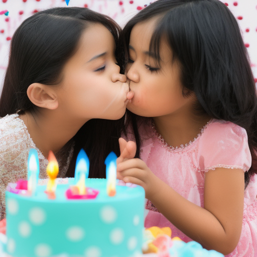 two sisters melayu girl kissing in happy birthday party 