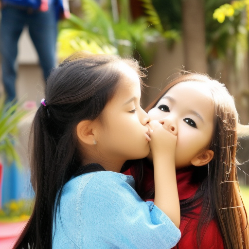 two Little actress malaysia girl kissing 