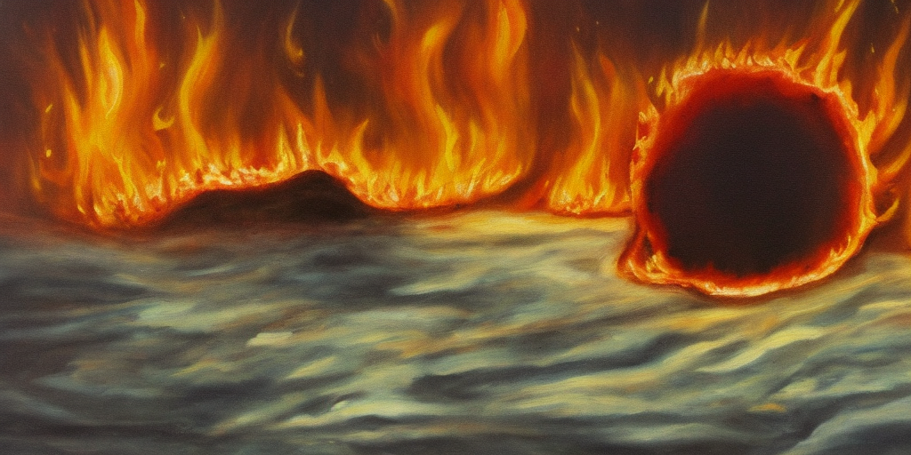 a painting of a burning earth
