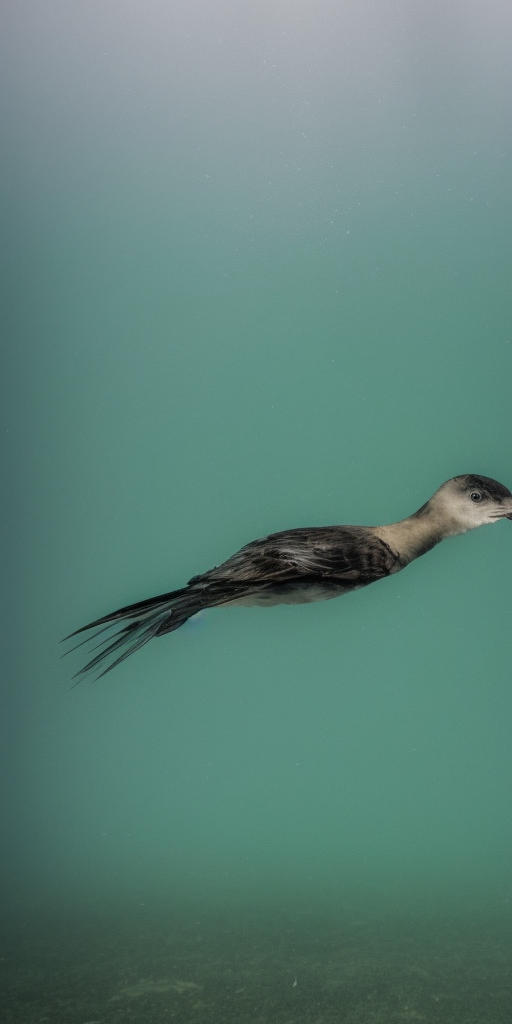 a photo of A bird's corpse under water