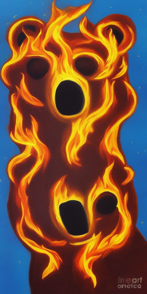 a painting of a burning Bear