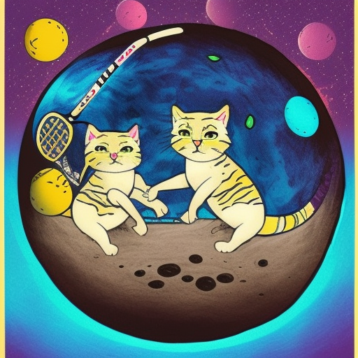 psychedelic kittens playing tennis on the moon 