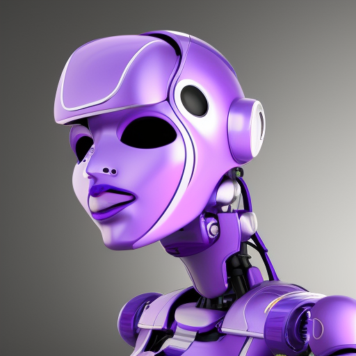 side view, a violet robot with big eye traveling space around floating computers 3d model ultra-realistic portrait cinematic lighting 80mm lens, 8k, photography bokeh