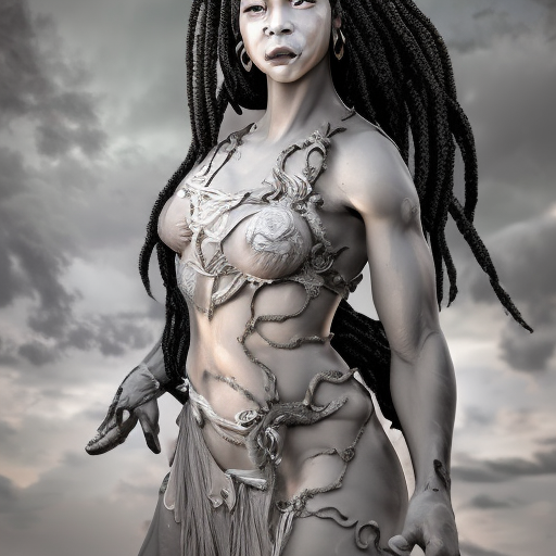 Hekate Cthonia, guardian of the dead, a 70mm portrait, iso 100, focus mode, f/100, smiling brightly, waist up photo, locs, blasian, perfect composition, beautiful detailed intricate insanely detailed octane render trending on artstation, 8 k artistic photography, photorealistic concept art, soft natural volumetric cinematic perfect light, chiaroscuro, award - winning photograph, masterpiece, oil on canvas, raphael, caravaggio, greg rutkowski, beeple, beksinski, giger