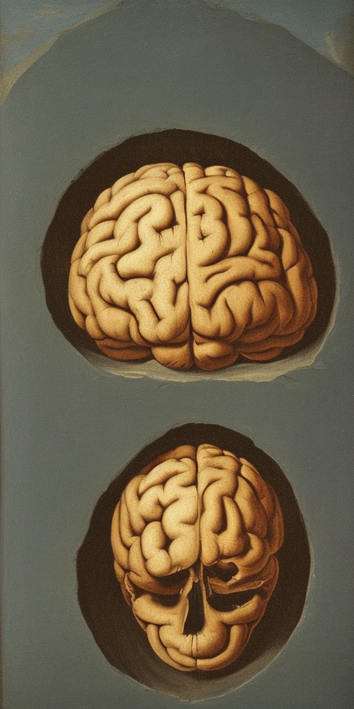 a classicism painting of a Brain in a hole
