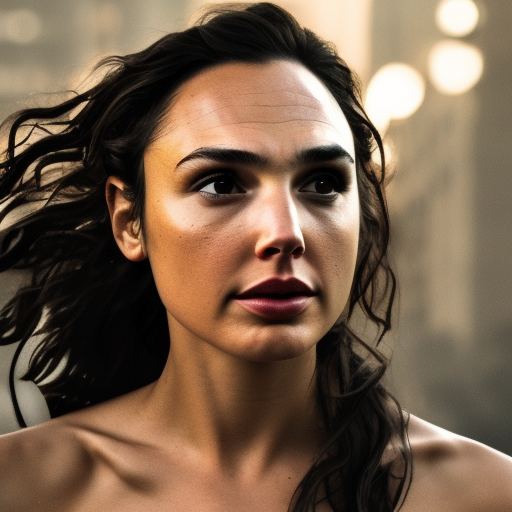 gal gadot as a post - apocalyptic warrior girl, 20 years old, ultra-realistic, cinematic lighting 80mm lens, 8k, photography bokeh