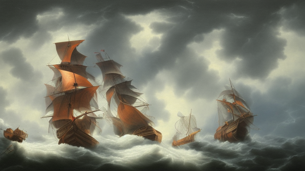 sea storm, vortex, epic painting, wooden ship, highly detailed, hd, deep colors