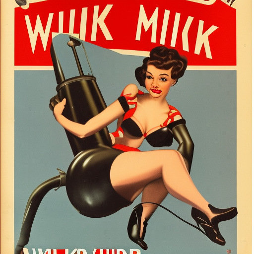 ww2 nose are of a brunette pin up girl riding on a ww2 area bomb titled milk run