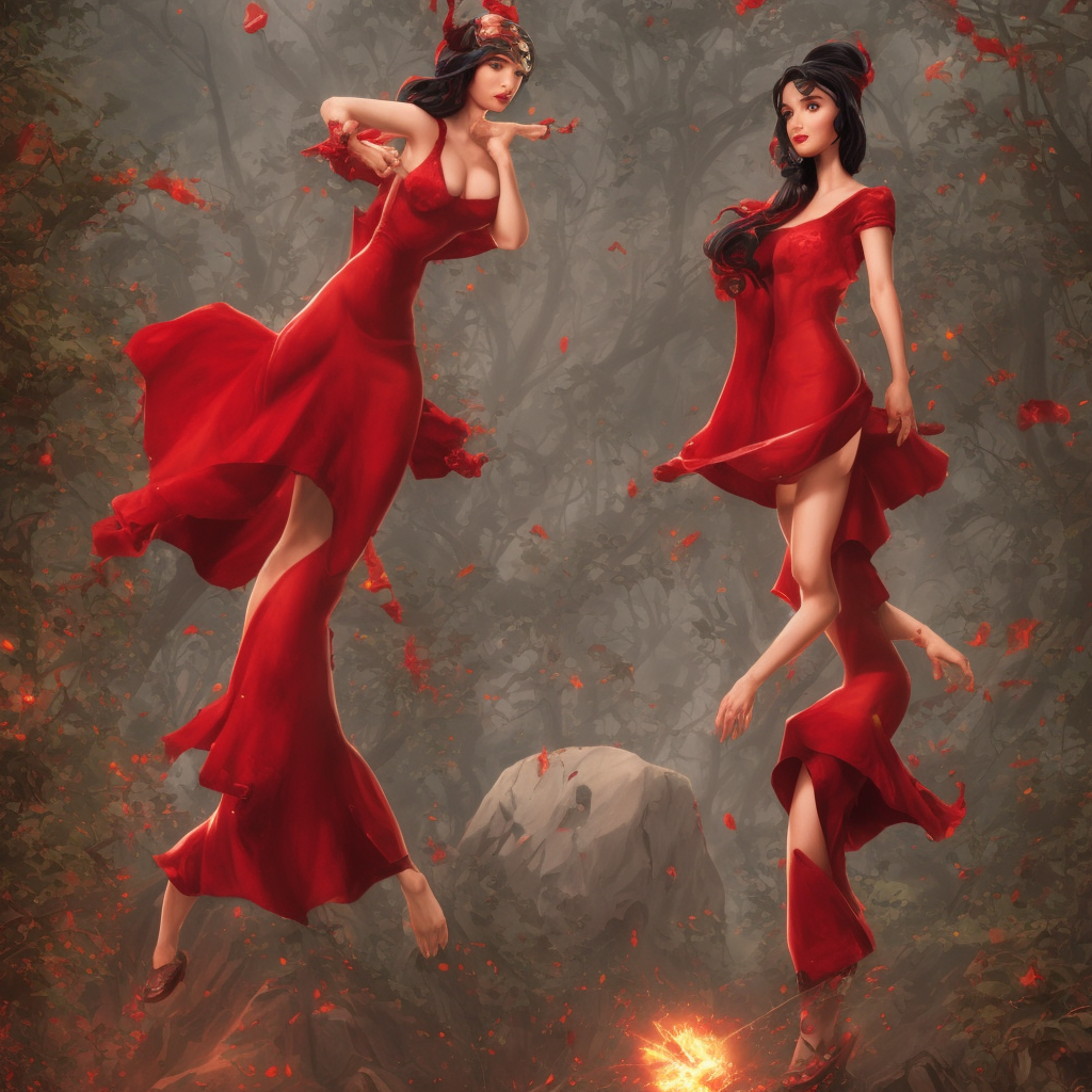 an epic fantasy comic book style full body portrait painting of Natalia Oreiro in red dress, elegant, character design by Mark Ryden and Pixar and Hayao Miyazaki, unreal 5, DAZ, hyperrealistic, octane render, cosplay, RPG portrait, dynamic lighting, intricate detail, summer vibrancy, cinematic