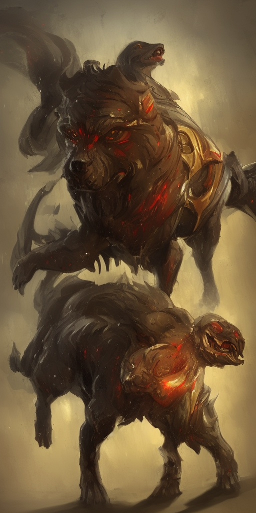 a artstation of First thought: Zerberus, he could be a good dog, a dog that is sometimes a bit much, but a good dog, that's what he could be. Second thought: Damn tank, damn sword, damn culture of war - all the damn stuff that forces me to run around fully armored. Third thought: ZERRRRBERUS, he's one of us, like me, one of those guys who was handed a sword without being asked. Gap in thoughts: Panting Fourth thought: OOOO ZERRREBERUSSS, Hades, he's really just like us, he just acts tough and strong on the outside. Gap in thoughts: Panting, panting Fifth thought: Let's be honest: He doesn't really act like that anymore, he lets others act, he uses us as figures who play his strength and size without him having to show himself. Sixth thought: Oh Zerberus, the life of another, that's what our lives have in common. Oh Zerberus, dog, you are doomed to live in the world of another because of your nature. Dogs don't have their own cultural problems, they just carry the ones that are attached to them. Gap in thoughts: Stop briefly, pant twice and then keep running.