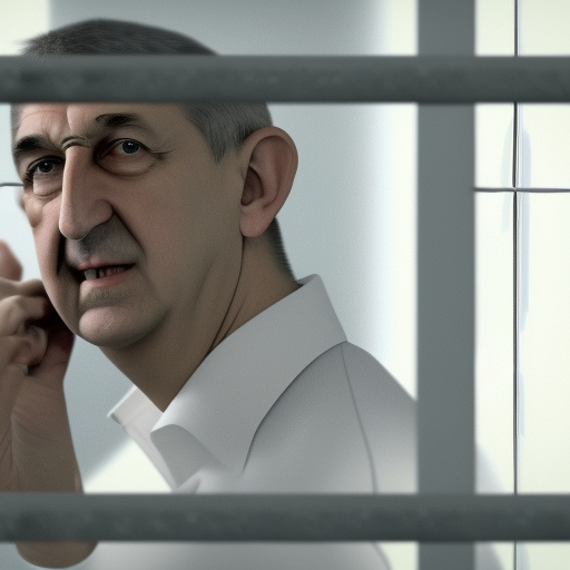 Andrej Babis in the Jail ultrarealistic photo render