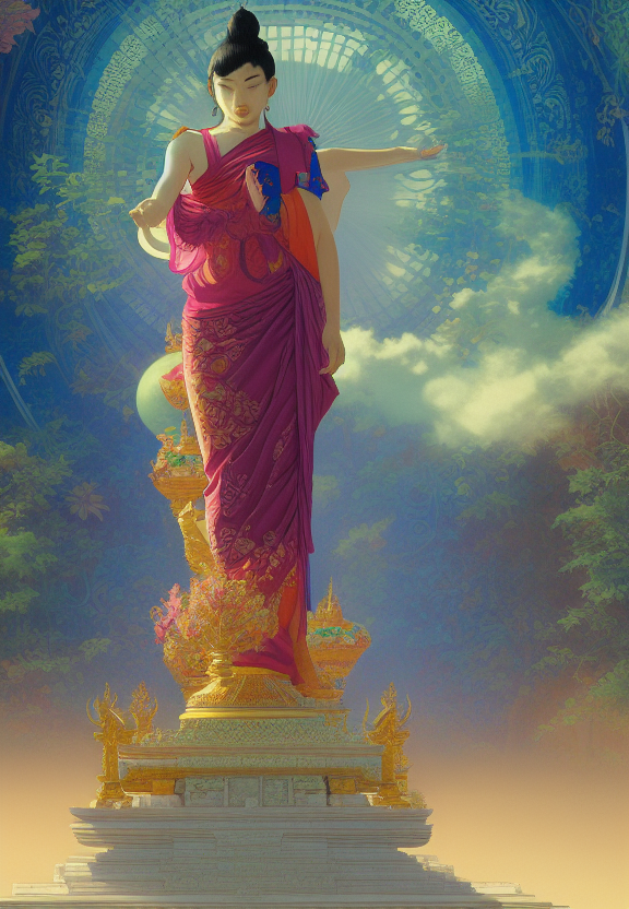 a buddhist temple, vaporwave aesthetic, colorful, psychedelic, digital painting, artstation, concept art, smooth, sharp focus, illustration, art by artgerm and greg rutkowski and alphonse mucha