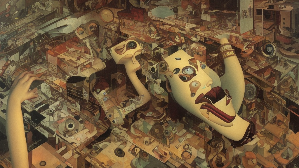 Victor Brauner, minimalistic, hyperrealistic surrealism, award winning masterpiece with incredible details, epic stunning, surreal vaporwave liminal space, highly detailed, trending on ArtStation, artgerm and greg rutkowski and alphonse mucha, daily deviation, IAMAG, abstract geometric brutalism