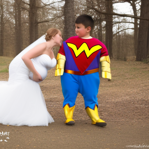 pregnant Wonderwoman marrying little boy