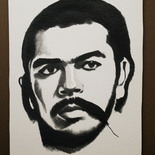 che guevarra, portrait, simple yet detailed, black and white ink sketch