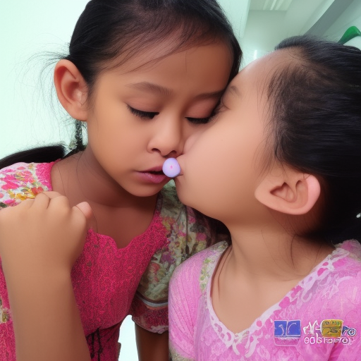 two Little melayu girl kissing in audition 