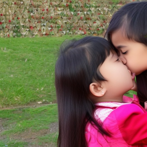 two niece malaysia girl kissing in valentine day 