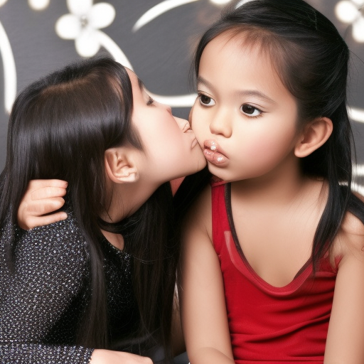 two Little actress malay girl kissing in night club 