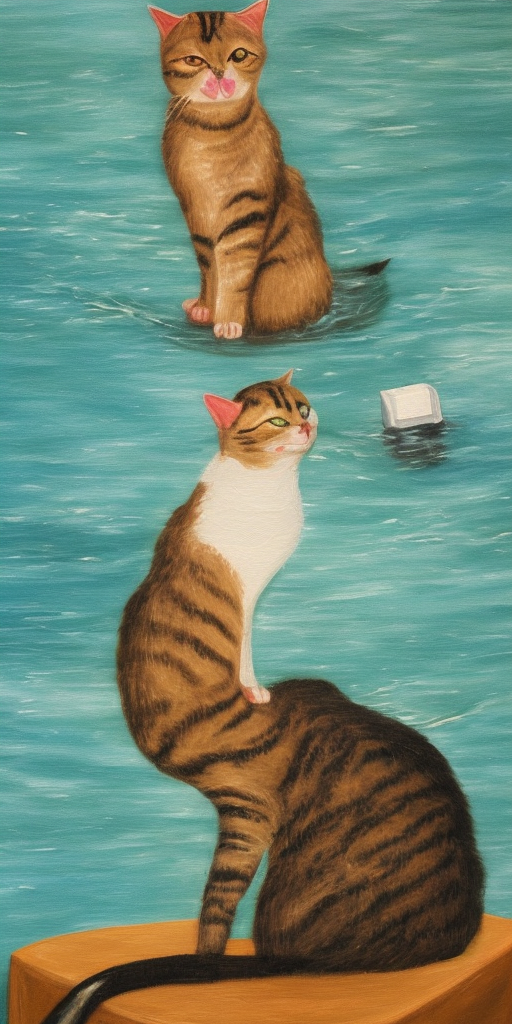 a painting of drowning cat