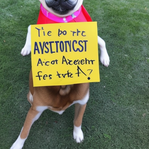 cute dog holding a placard that reads autism awareness