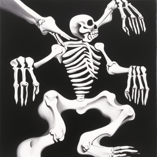 Skeleton engraving scary black and white high quality by Salvador Dali 