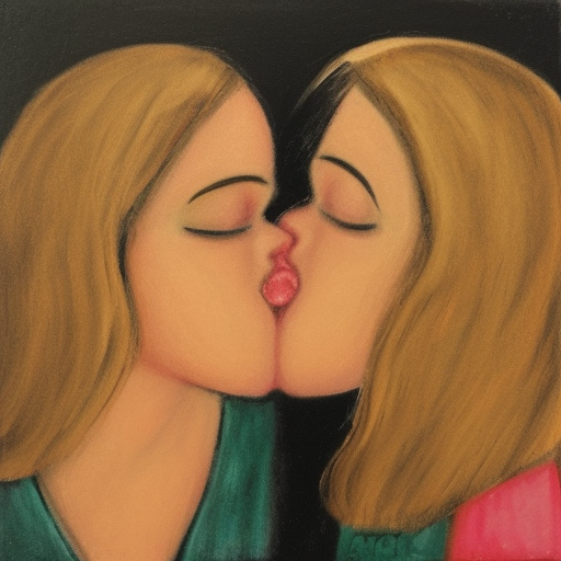 two sisters kiss 