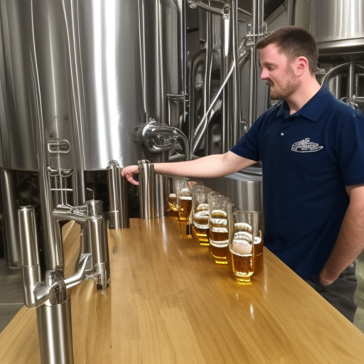 Gnome brewery manager inspecting the beer