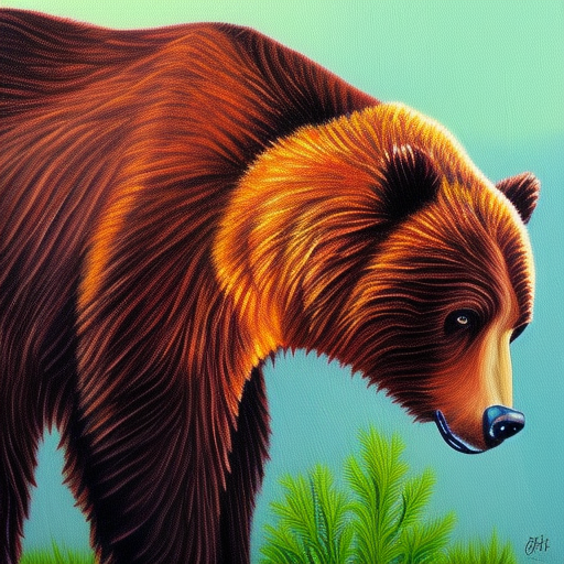 grizzly oil painting on canvas