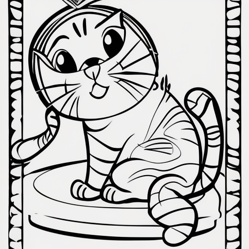 A cute cat disney style,no background,line art for the coloring drowing for children,cool coloring pages,coloring book art coloring book page style vactoer line,8k-2;3
