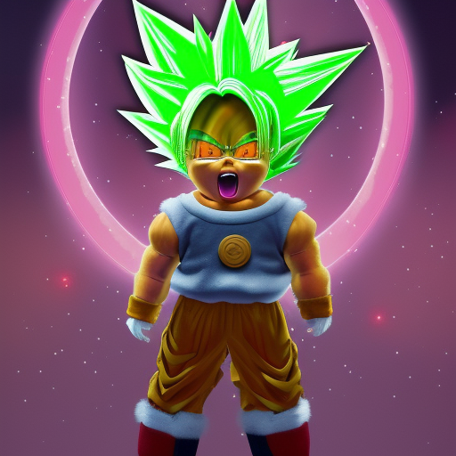 Super Saiyan wears furby outfit from the future, artststion, detailed, 4k