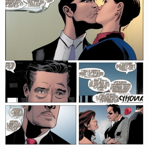 Bruce Wayne and Barbara Gordon sharing a kiss