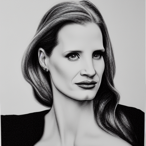 jessica chastain   black and white pencil illustration high quality