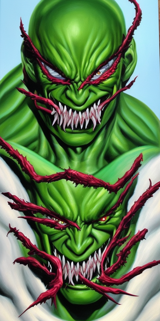 a oil painting of Carnage Venom Green Goblin
