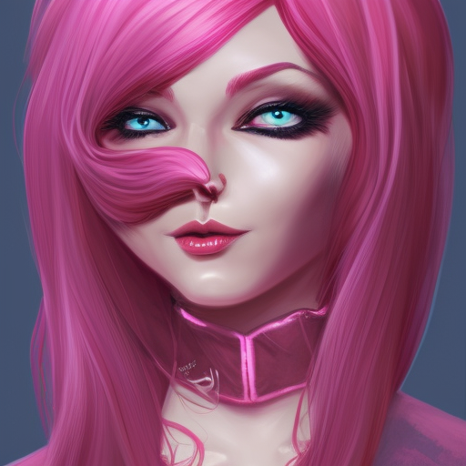 portrait, curvy anthropomorphic cat woman, long pink hair, cute, intricate, detailed, realistic, female anthro character, highly detailed, digital painting, artstation, concept art, smooth, sharp focus, illustration