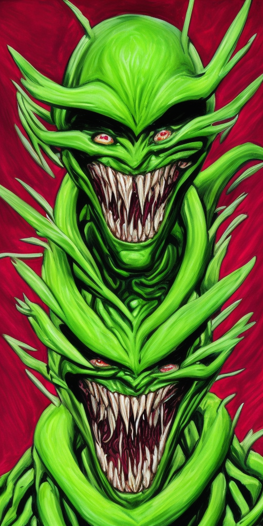 a painting of Carnage Venom Green Goblin
