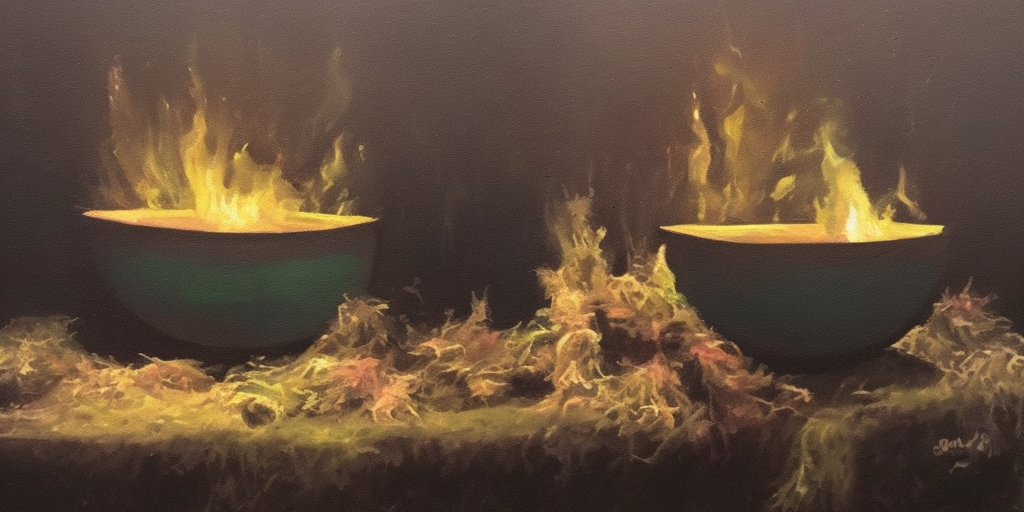 a oil painting of a Witch's cauldron