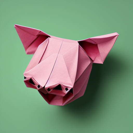 origami pig head, zoomed out far, 4k, paper texture, simple background%>