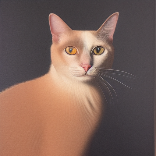 A professionally photographed portrait of an Cat, Siamese, wearing a Red collar oil painting on canvas%>