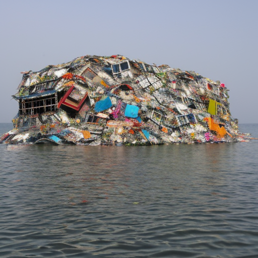 floating manga building made of rubbish