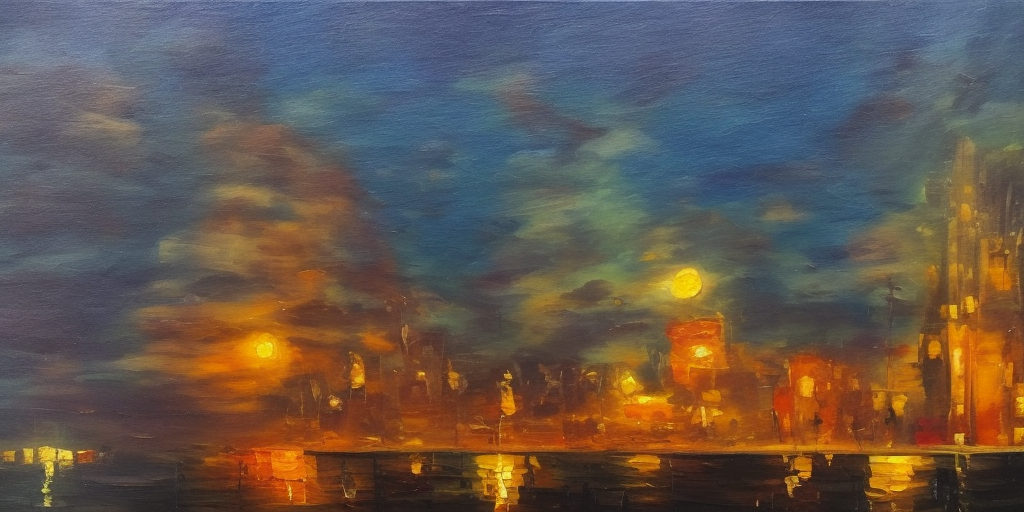 a oil painting In Daylight on the Night Side
