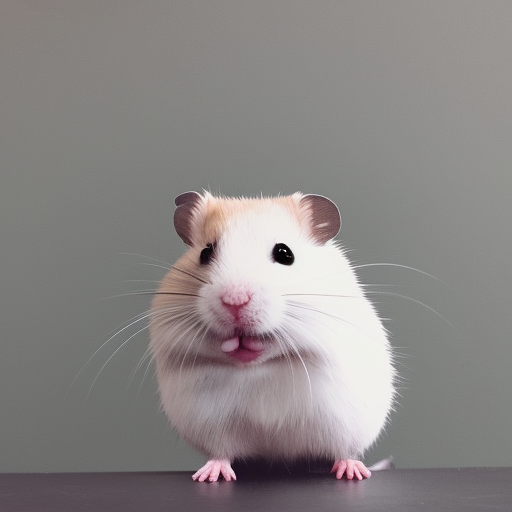 hamster, sitting, big head, small body, looking directly at camera, anime, pixar, white background  