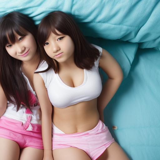 two preteens idol japanese girl in bed 