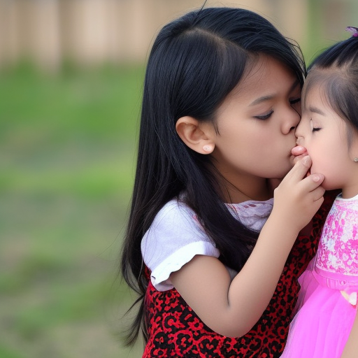 princess melayu girl kissing a little girl 