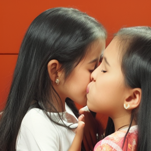 two Little melayu girl kissing in tv show 