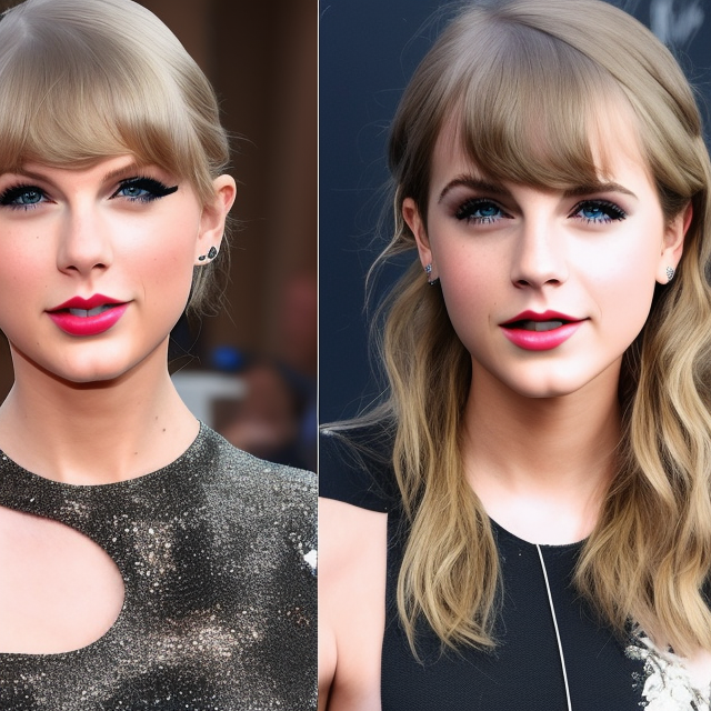 stage photo of taylor swift and emma watson as one person,