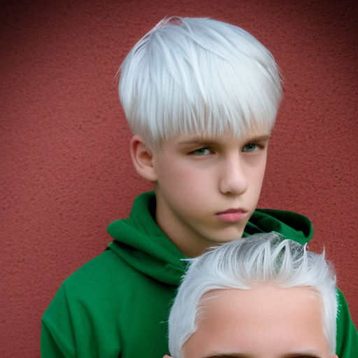 White hair boy teenager green eyes knight