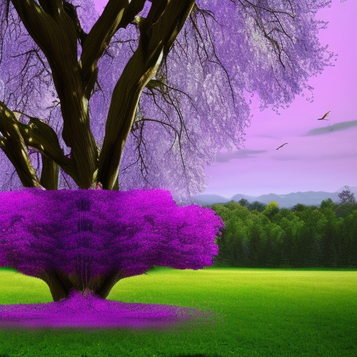 asthetic purple tree with beautiful side view