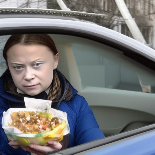 Car dashcam footage of greta thunberg eating plastic 