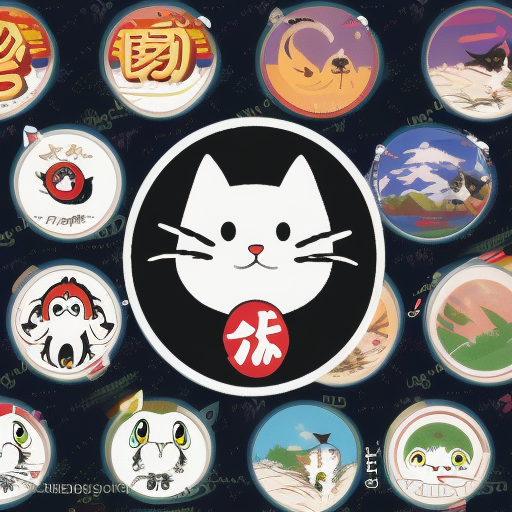 cat mascot, brand logo, studio ghibli, circle, anime, games